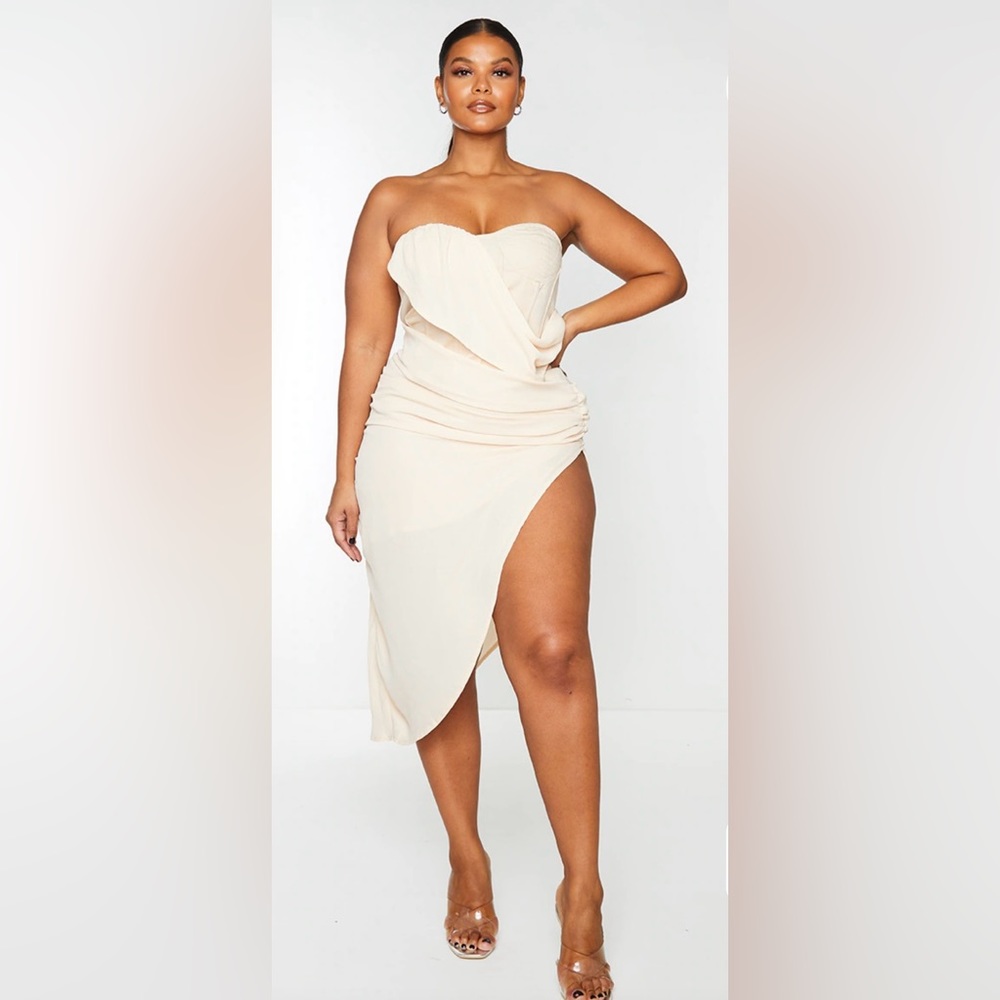 Cream Chiffon Drape Dress